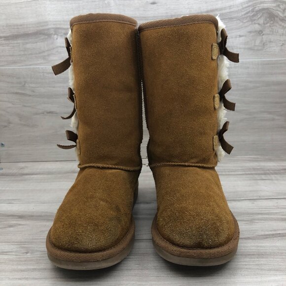 Koolaburra Boots Kids Girls 2 Brown Suede Pull On Lined Winter - Picture 6 of 11